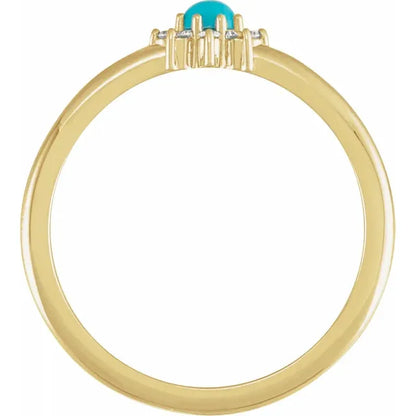 14K Yellow Natural Turquoise & .07 CTW Natural Diamond Halo-Style Ring